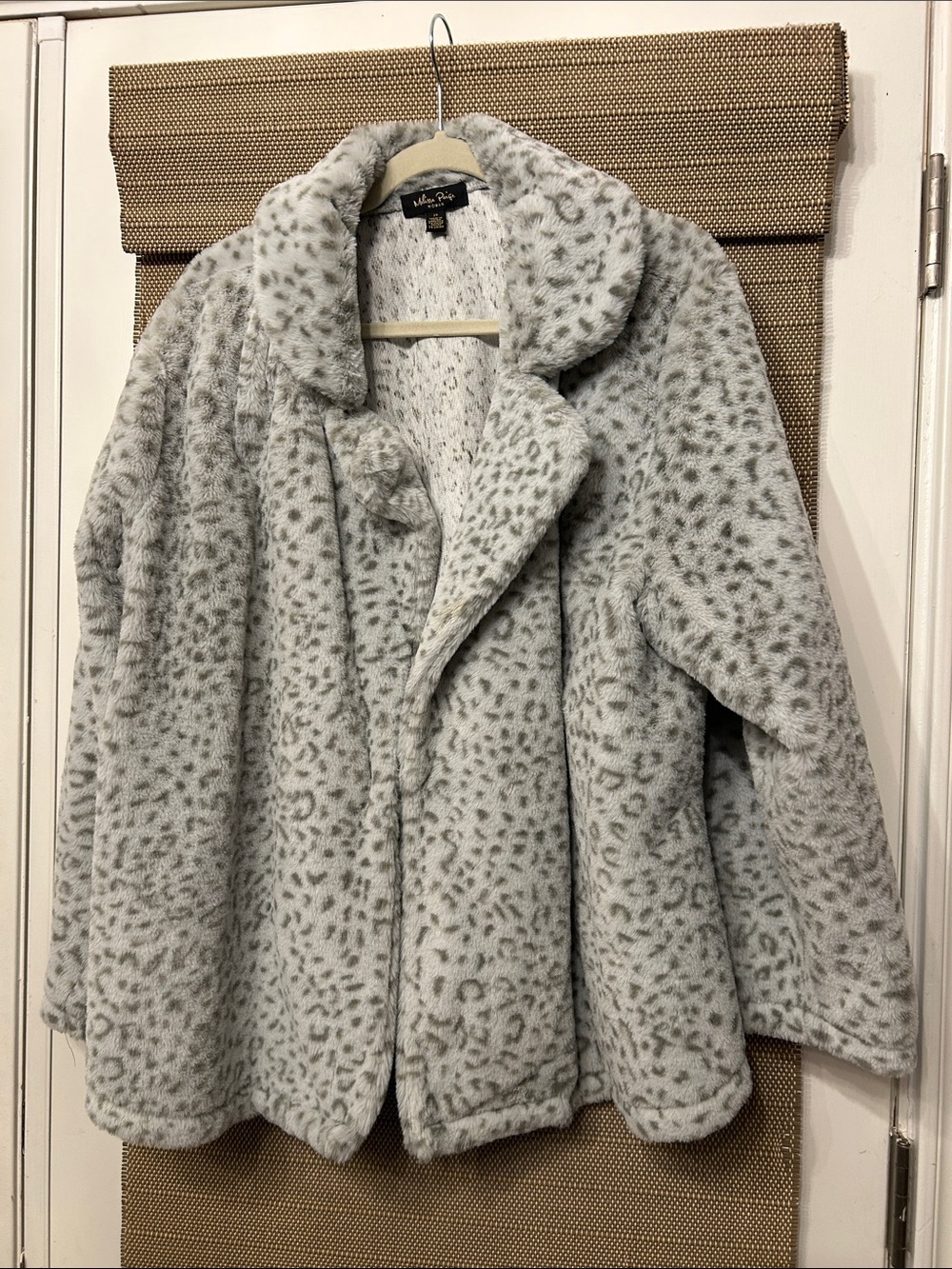 Melissa Paige Light Gray Leopard Teddy Jacket